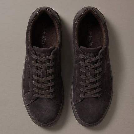 ck baseline - sneakers in camoscio con logo fudge/turkish coffee da uomini calvin klein