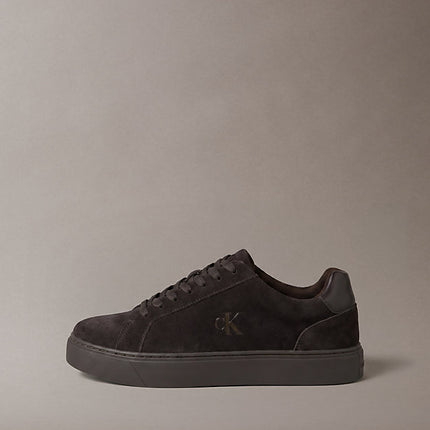 ck baseline - sneakers in camoscio con logo fudge/turkish coffee da uomini calvin klein