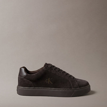 ck baseline - sneakers in camoscio con logo fudge/turkish coffee da uomini calvin klein