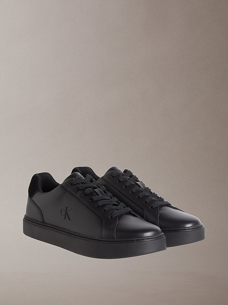 ck baseline - sneakers in pelle con logo triple black/black da uomini calvin klein