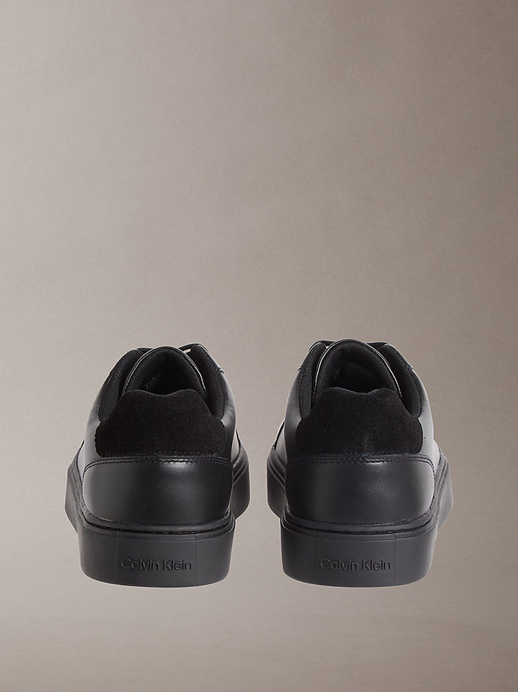 ck baseline - sneakers in pelle con logo triple black/black da uomini calvin klein