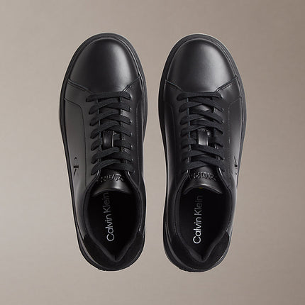 ck baseline - sneakers in pelle con logo triple black/black da uomini calvin klein