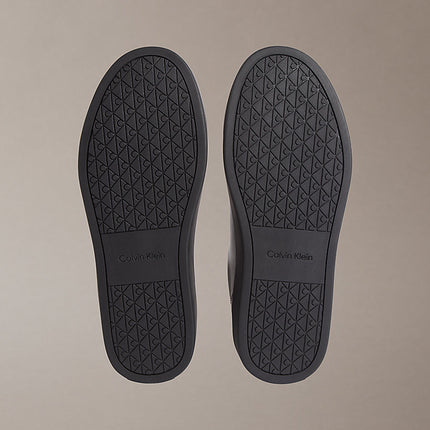 ck baseline - sneakers in pelle con logo triple black/black da uomini calvin klein
