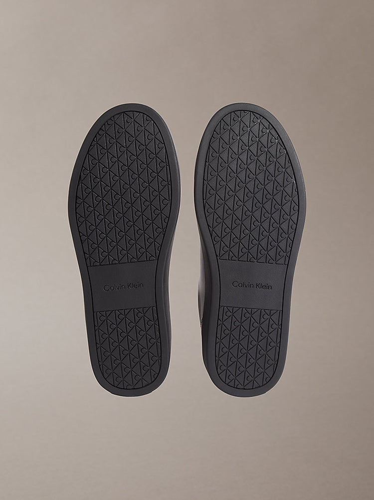 ck baseline - sneakers in pelle con logo triple black/black da uomini calvin klein