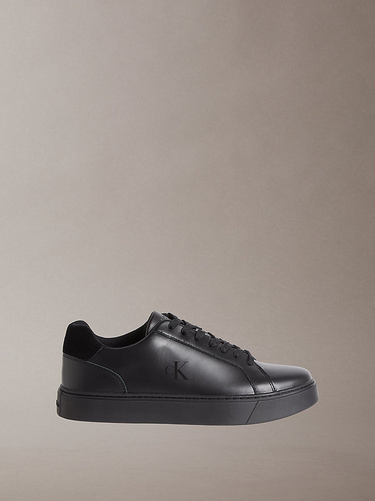 ck baseline - sneakers in pelle con logo triple black/black da uomini calvin klein