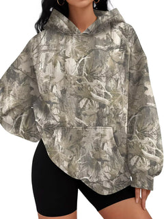 Printed Kangaroo Pocket Oversized Hoodie