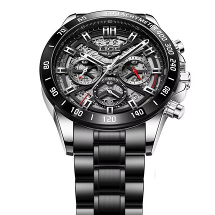 LIGE 2024 New Men Watch Top Brand Luxury Hollow Watch Men Impermeabile Sport Cronografo Al Quarzo Orologio Da Polso Uomo Relogio Masculino
