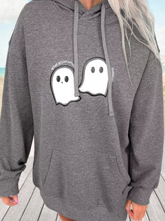 Halloween Ghost Print Mineral Wash Oversize Hoodie