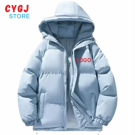 Thickened hooded cotton jacket autumn and winter new fashion warm flat jacket windproof jacket personalized LOGO customization