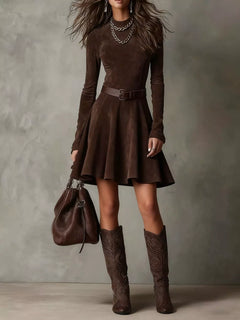 Mock Neck A-Line Dress