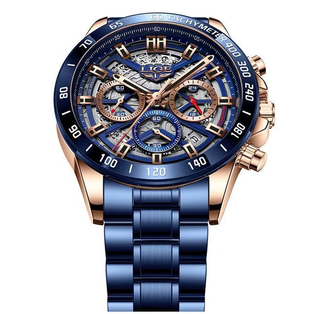 LIGE 2024 New Men Watch Top Brand Luxury Hollow Watch Men Impermeabile Sport Cronografo Al Quarzo Orologio Da Polso Uomo Relogio Masculino