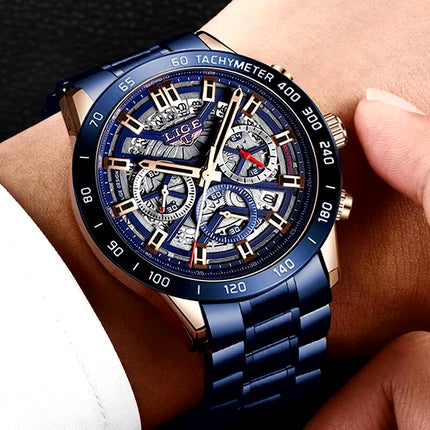 LIGE 2024 New Men Watch Top Brand Luxury Hollow Watch Men Impermeabile Sport Cronografo Al Quarzo Orologio Da Polso Uomo Relogio Masculino