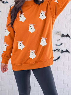 Sequin Ghost Exposed Seam Mock Neck Sweatshirt